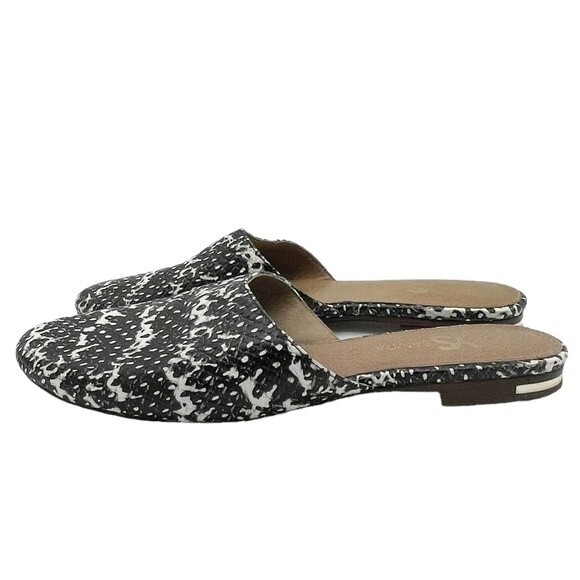 Yosi Samra Parker Mules Gray Snake Embossed Leather Open Back Flats Size 7 - Picture 5 of 16